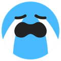 A blue face with tears streaming down, representing sadness or emotional overwhelm.
