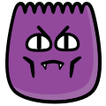 A face with a devilish grin, indicating mischief or evil intent.