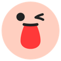 A silly face with exaggerated features, used to indicate humor.