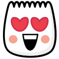 A face with heart-shaped eyes, indicating love or infatuation.