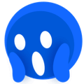 A face with wide eyes and an open mouth, expressing fear or shock.