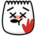 A face with a hand raised, indicating a slap or playful hit.