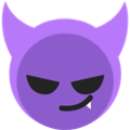 A mischievous face with a sly smile, indicating wickedness or playfulness.